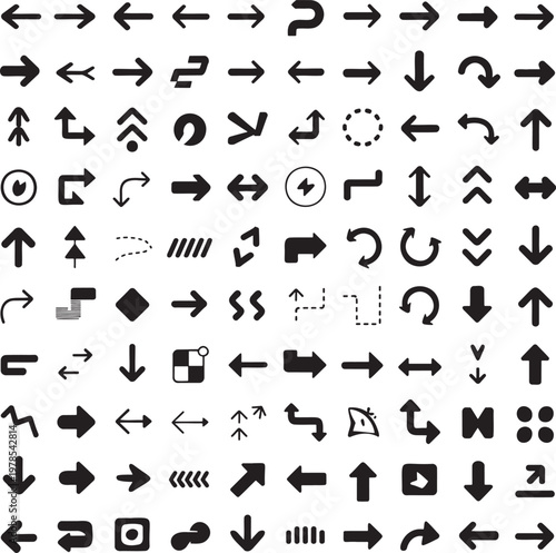 Extensive collection of diverse black arrow symbols for various directional and navigational needs