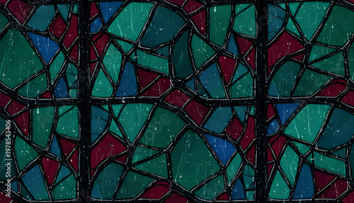 Broken Cathedral Rain | Gothic Stained Glass Seamless Pattern