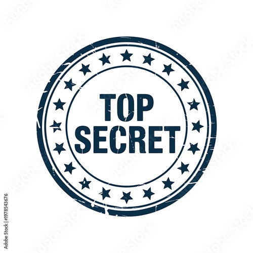 Top secret stamp with stars on white background