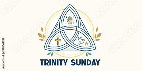 Trinity Sunday Holy Trinity Celtic Knot with Christian Symbols Illustration