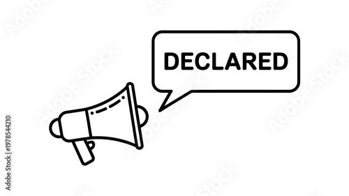 Megaphone with declared speech bubble icon for announcement and communication purposes