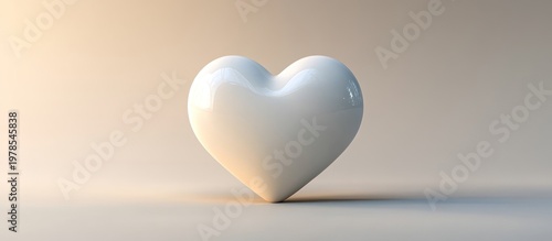 White heart shape, neutral background, love concept, website design