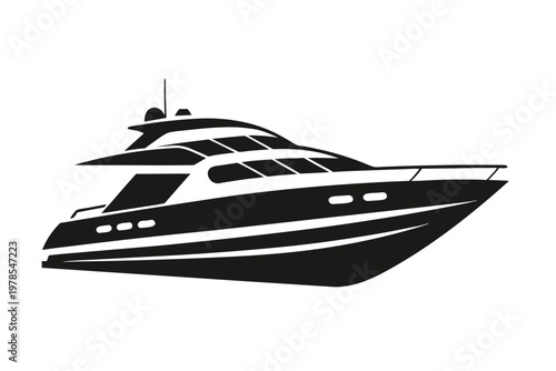 Modern speed boat icon for maritime travel and nautical design.