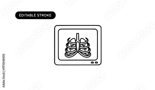 Radiology Chest CT Scan Outline Medical Icon Vector