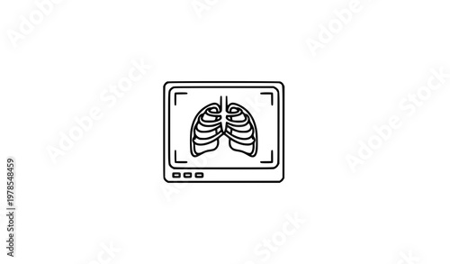Minimal Chest Scan Radiology Thin Line Icon Vector