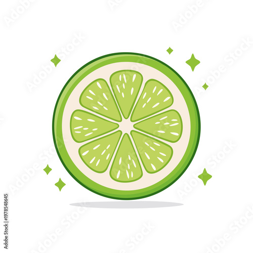 Vibrant lime slice with sparkling highlights and juicy segments