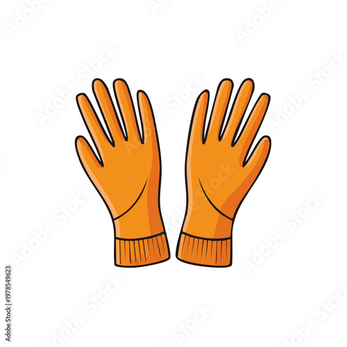 Pair of Orange Protective Gloves for Cleaning or Work