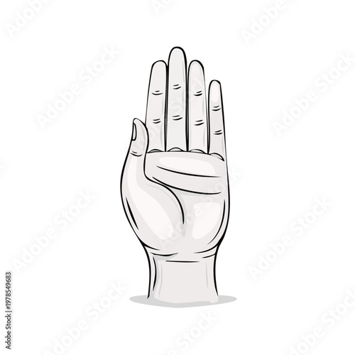 Open Hand Symbolizing Stop or Welcome with Five Fingers Extended