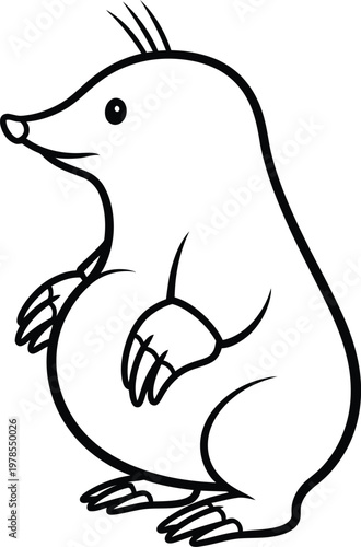 A cartoon mole standing on its hind legs with claws visible