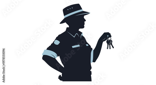 Man in hat holding keys side profile dark tones dramatic silhouette
