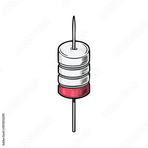 Simple Vector Illustration of a Stacked Electronic Resistor on a White Background