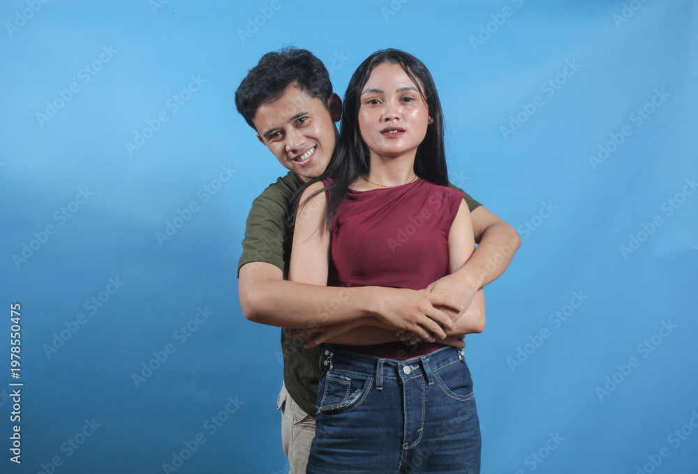 Naklejka premium Studio Shot Embracing Romantic Couple Expressing Love And Happiness In Relationship
