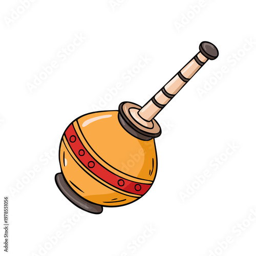 Traditional Indian Musical Instrument Hand Drawn Illustration in Bright Colors