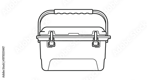 Simple line drawing of a portable cooler with a handle silhouette