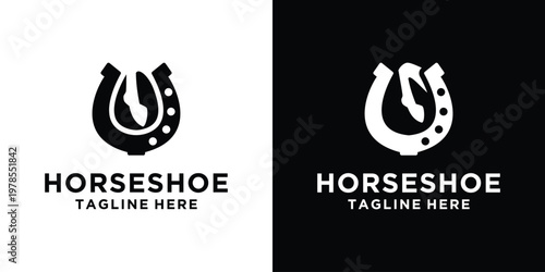 Symbol of Luck: A classic horseshoe design in black and white, symbolizes good fortune and prosperity, and a timeless emblem of positive energy