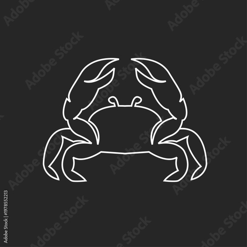 Crab Line Art Icon. Minimalist Vector Outline Drawing of a Marine Animal.