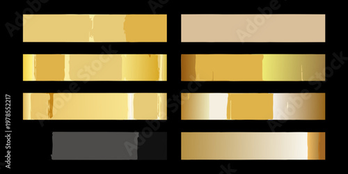 A collection of rectangular color swatches in varying shades of gold