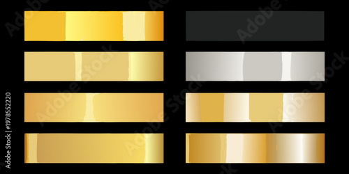 A collection of metallic gradient rectangles in varying shades