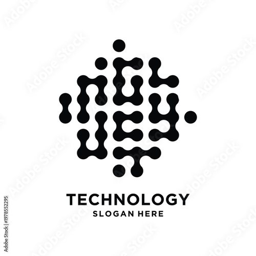Technological Abstract Logo: An intricate digital design representing technology, showcasing a modern and futuristic concept.