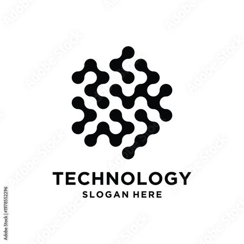Technology Logo Design: An abstract, interconnected design representing technology, connectivity, and innovation, suitable for various tech-related ventures. 