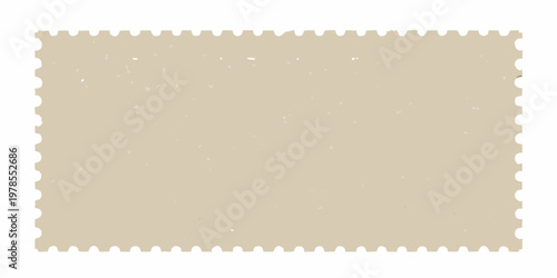 Blank vintage postage stamp with a heavily textured perforated border