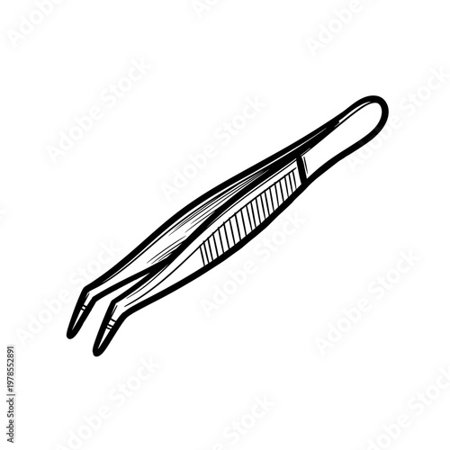 Illustration of a metal tweezer for precision tasks  