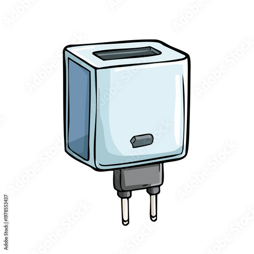 Modern square electrical adapter with dual prongs for convenient power connections