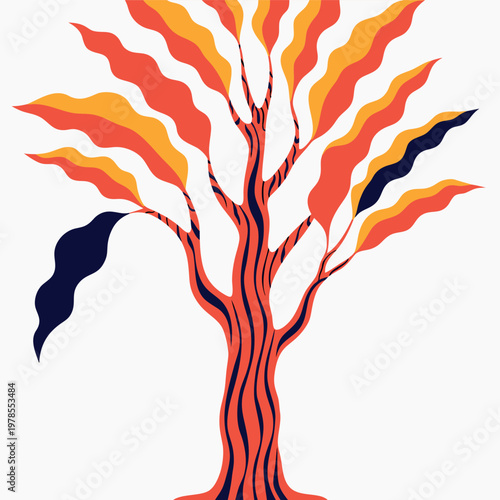 A stylized illustration of a bonsai tree