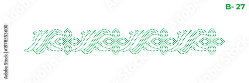 Rhinestone hotfix transfer border design features repeating floral and wavy motifs, perfect for ladies' suits, sarees, and other clothing material, 2.2 mm or 6 ss stone hole size.