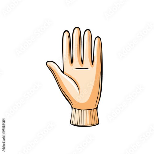 Stylized open palm hand with five fingers extended upwards in a clear simple illustration style