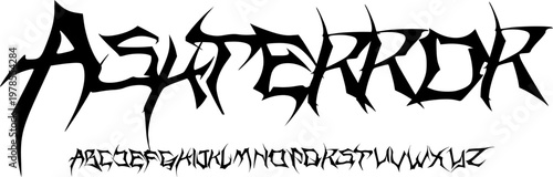 ASHERROR Extreme Metal Display Font Alphabet – Sharp Spiky Gothic Font Type with Aggressive Thorn Letterforms, Brutal Typography Meaning for Death Metal Logos, and Underground Graphic Design Projects