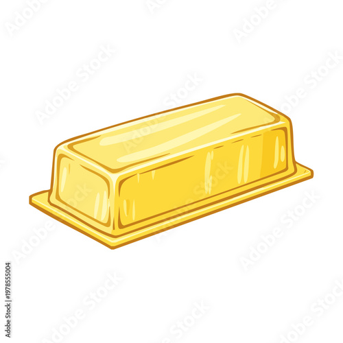 Shiny yellow gold bar illustration with smooth edges and slight sheen