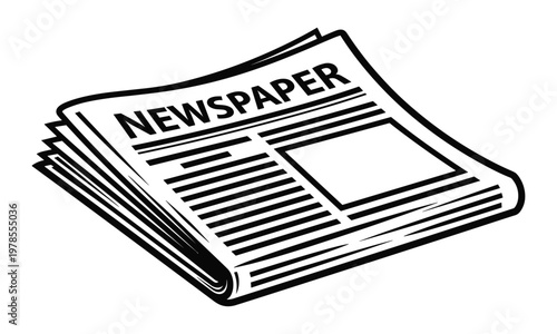 Folded newspaper line art vector icon representing news and media publication.