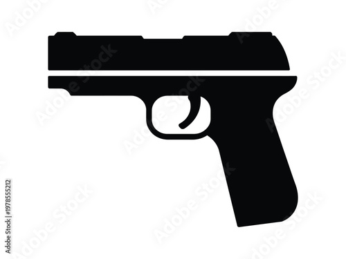 Pistol icon vector illustration, isolated on white background. gun simple silhouette symbol.