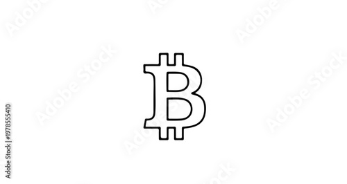 A minimalist Bitcoin logo icon in a simple black line art style on a transparent background