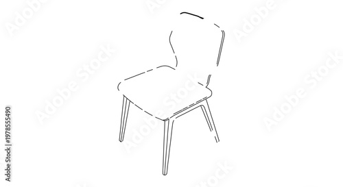 A minimalist line art illustration of a chair with a simple design