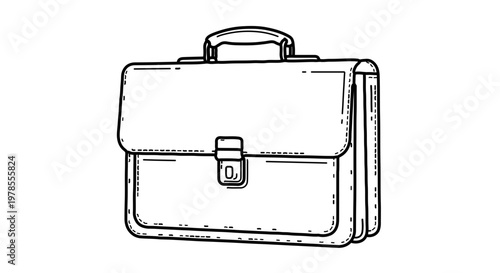 A simple line art illustration of a briefcase with a clasp and handle