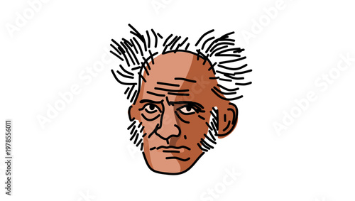 Arthur Schopenhauer Portrait, flat vector illustration
