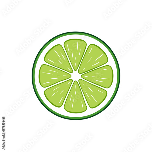 Bright green lime slice graphic illustration with visible segments and thick rind