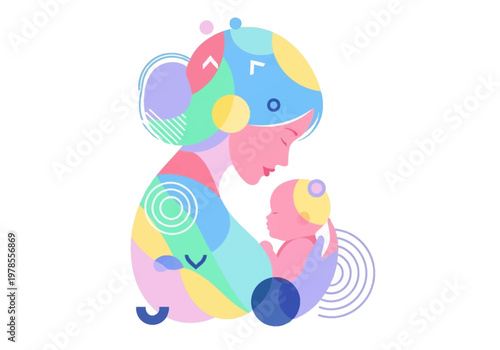 Colorful abstract bear illustration art.