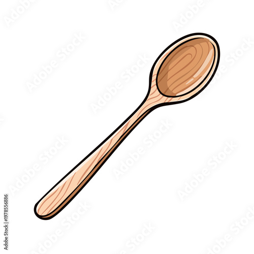 Simple wooden spoon for cooking stirring mixing and serving food