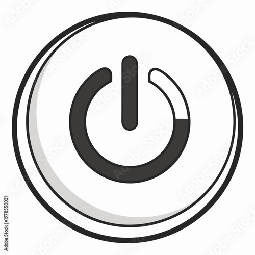 A vector graphic illustration of a power button icon in a modern flat design style