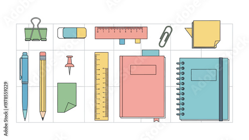 Stationery Essentials Arranged: A neatly organized array of essential stationery items, each ready to serve its purpose and inspire productivity.
