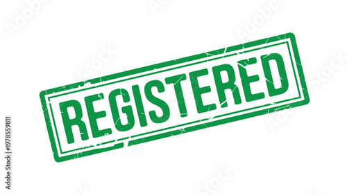 Registered official stamp isolated green legal validation label