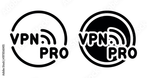 Virtual Private Network Pro Access Circle Symbol with Signal Icon