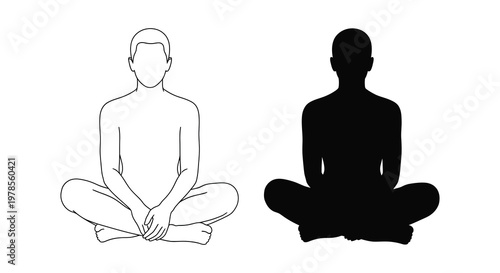 Two figures in lotus position one light and one dark a striking silhouette