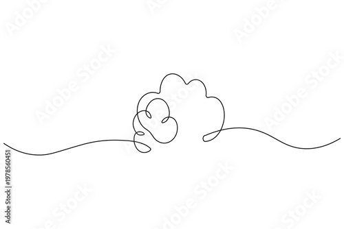 Cloud upload icon in a continuous one line drawing style for modern data storage design
