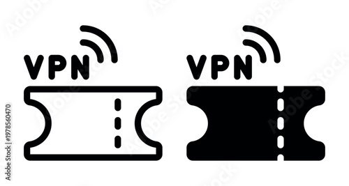 Secure VPN Service Access Ticket Symbol for Private Connection