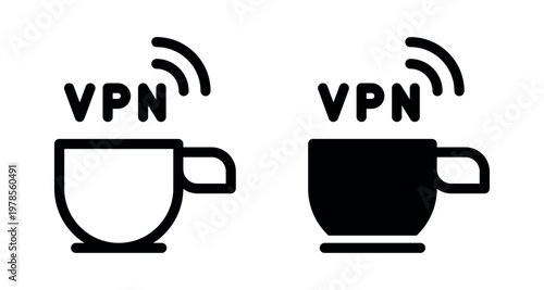 Secure Wireless Coffee Shop Internet Connection Symbol VPN Point