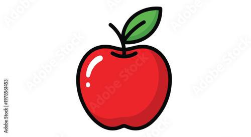 Red Apple Flat Vector Icon Classic School Education Symbol